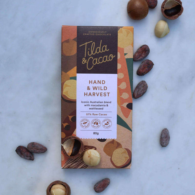 Hand & Wild Harvest 57% Cacao Chocolate Bar 80g by TILDA & CACAO